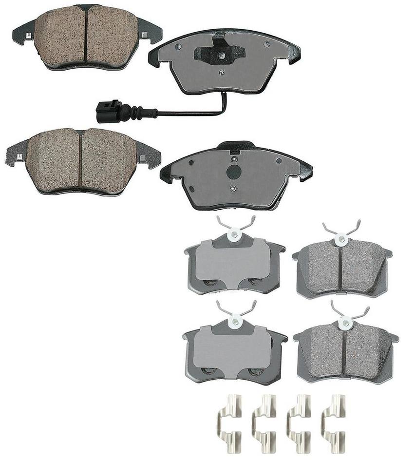 Audi VW Disc Brake Pad Set Kit – Front and Rear (Ceramic) (EURO) 8J0698151C – Akebono Euro Ultra-Premium 4096929KIT