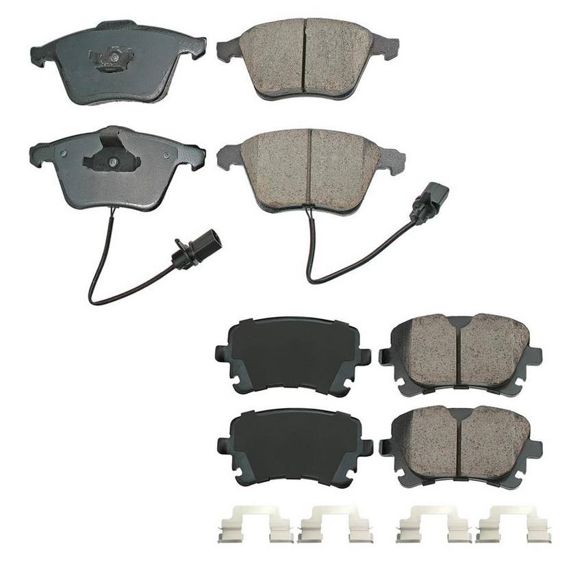 Audi Disc Brake Pad Set Kit – Front and Rear (Ceramic) (EURO) 8K0698451G – Akebono Euro Ultra-Premium 4096932KIT