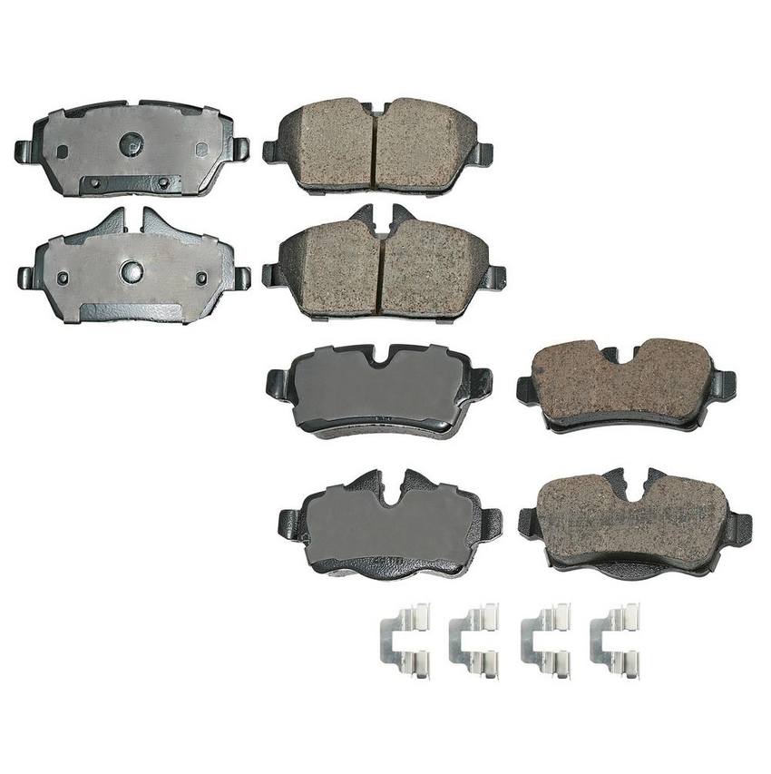 Mini Disc Brake Pad Set Kit – Front and Rear (Ceramic) (EURO) 34216794059 – Akebono Euro Ultra-Premium 4096948KIT