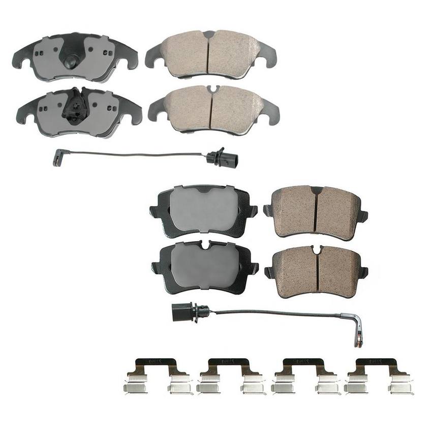 Audi Disc Brake Pad Set Kit – Front and Rear (Ceramic) (EURO) 8R0698151A – Akebono Euro Ultra-Premium 4096958KIT