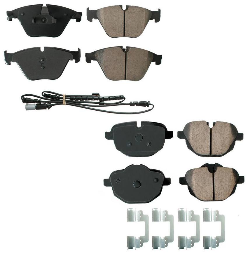 BMW Disc Brake Pad Set Kit – Front and Rear (Ceramic) (EURO) 34216885452 – Akebono Euro Ultra-Premium 4096960KIT