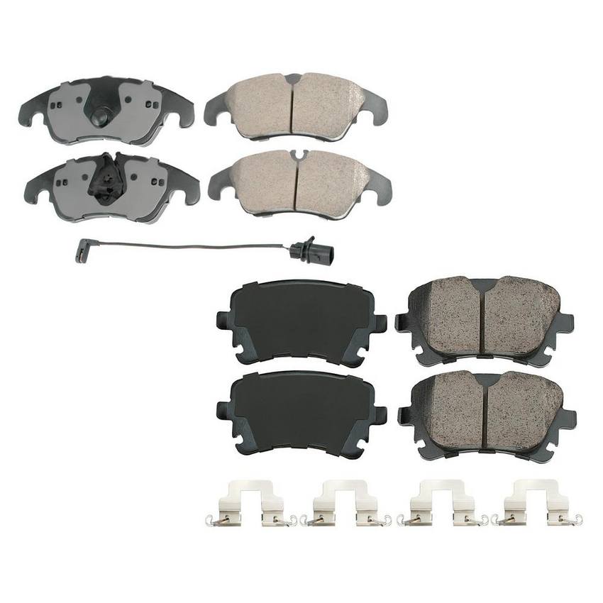 Audi Disc Brake Pad Set Kit – Front and Rear (Ceramic) (EURO) 8R0698151A – Akebono Euro Ultra-Premium 4096961KIT