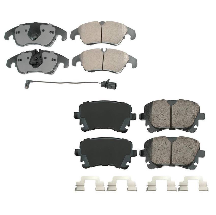 Audi Disc Brake Pad Set Kit – Front and Rear (Ceramic) (EURO) 8R0698151A – Akebono Euro Ultra-Premium 4096964KIT