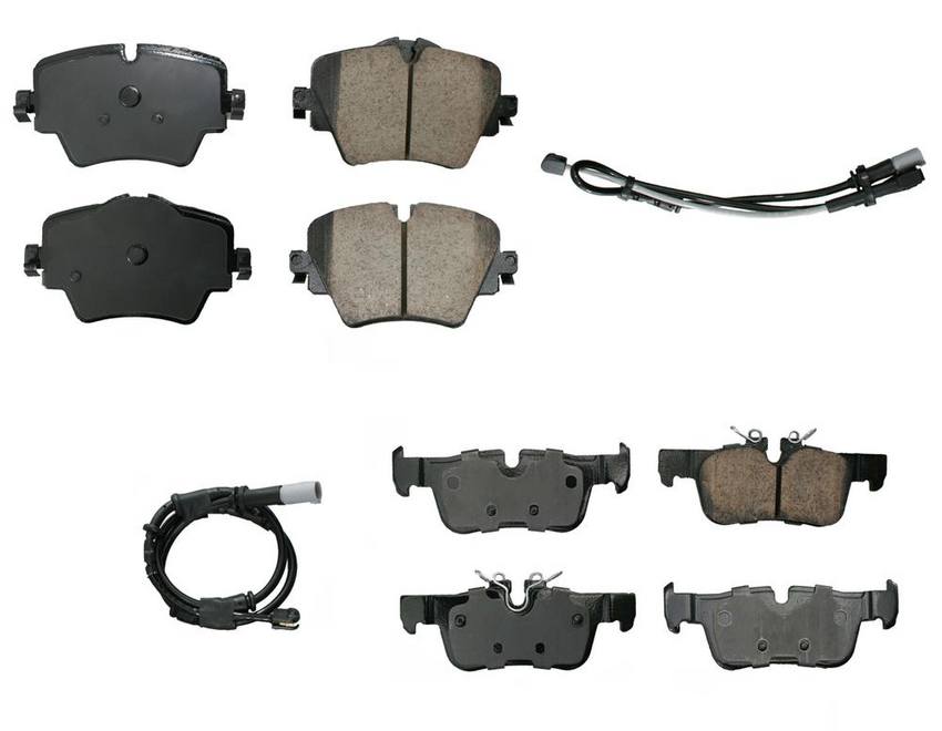 BMW Mini Disc Brake Pad Set Kit – Front and Rear (Ceramic) (EURO) 34216860403 – Akebono Euro Ultra-Premium 4096971KIT