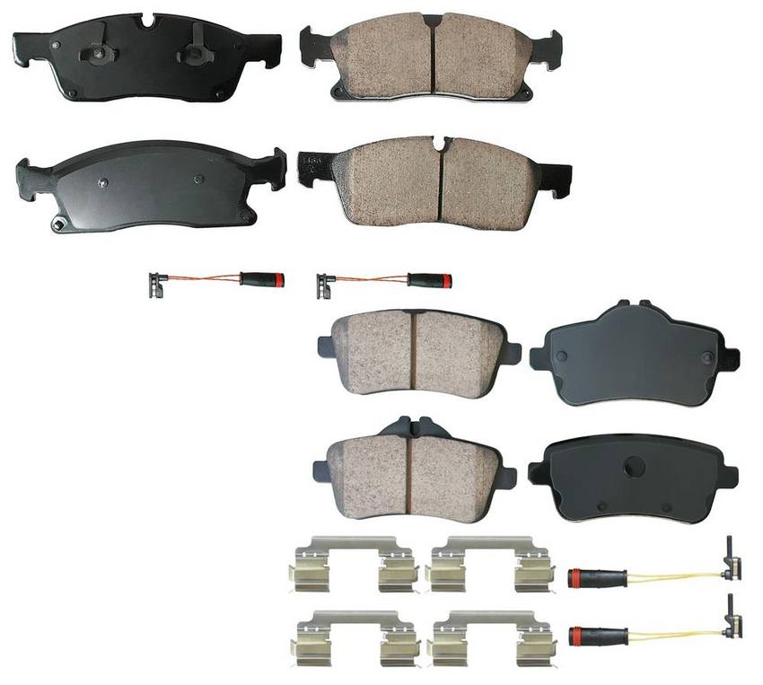 Mercedes Disc Brake Pad Set Kit – Front and Rear (Ceramic) (EURO) 0074209020 – Akebono Euro Ultra-Premium 4096973KIT