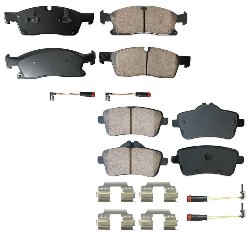 Mercedes Disc Brake Pad Set Kit – Front and Rear (Ceramic) (EURO) 0074208320 – Akebono Euro Ultra-Premium 4096976KIT