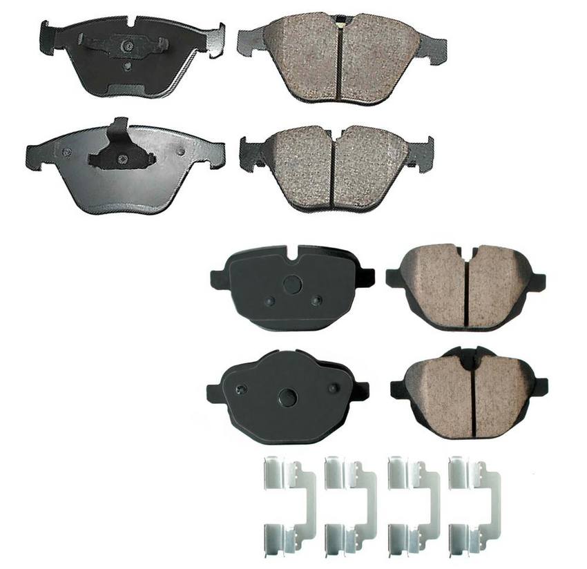 BMW Disc Brake Pad Set Kit – Front and Rear (Ceramic) (EURO) 34216885452 – Akebono Euro Ultra-Premium 4109152KIT