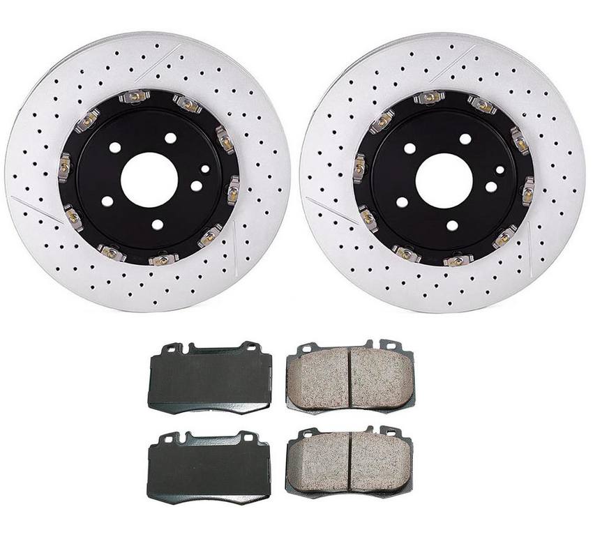 Mercedes Disc Brake Pad and Rotor Kit – Front (340mm) (Ceramic) (EURO) 163420102041 – Akebono Euro Ultra-Premium 4115167KIT