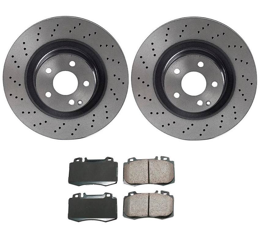 Mercedes Disc Brake Pad and Rotor Kit – Front (345mm) (Ceramic) (EURO) 220421111264 – Akebono Euro Ultra-Premium 4115177KIT