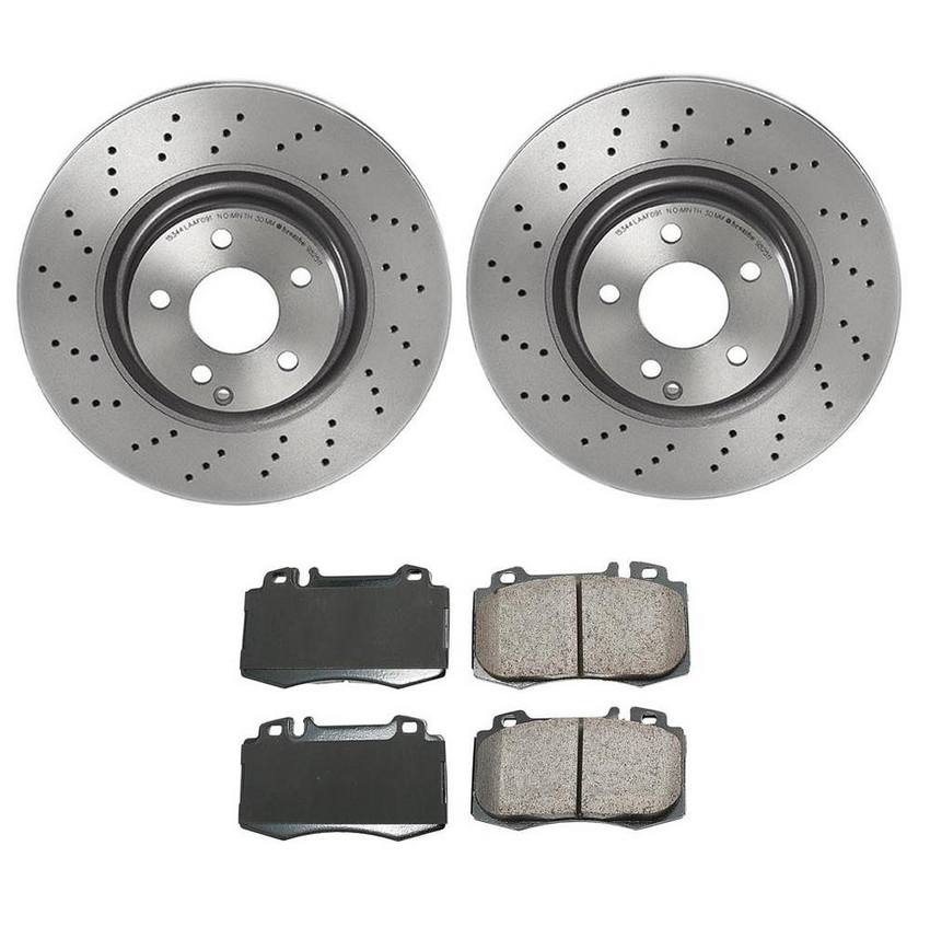 Mercedes Disc Brake Pad and Rotor Kit – Front (330mm) (Ceramic) (EURO) 163420102041 – Akebono Euro Ultra-Premium 4115179KIT