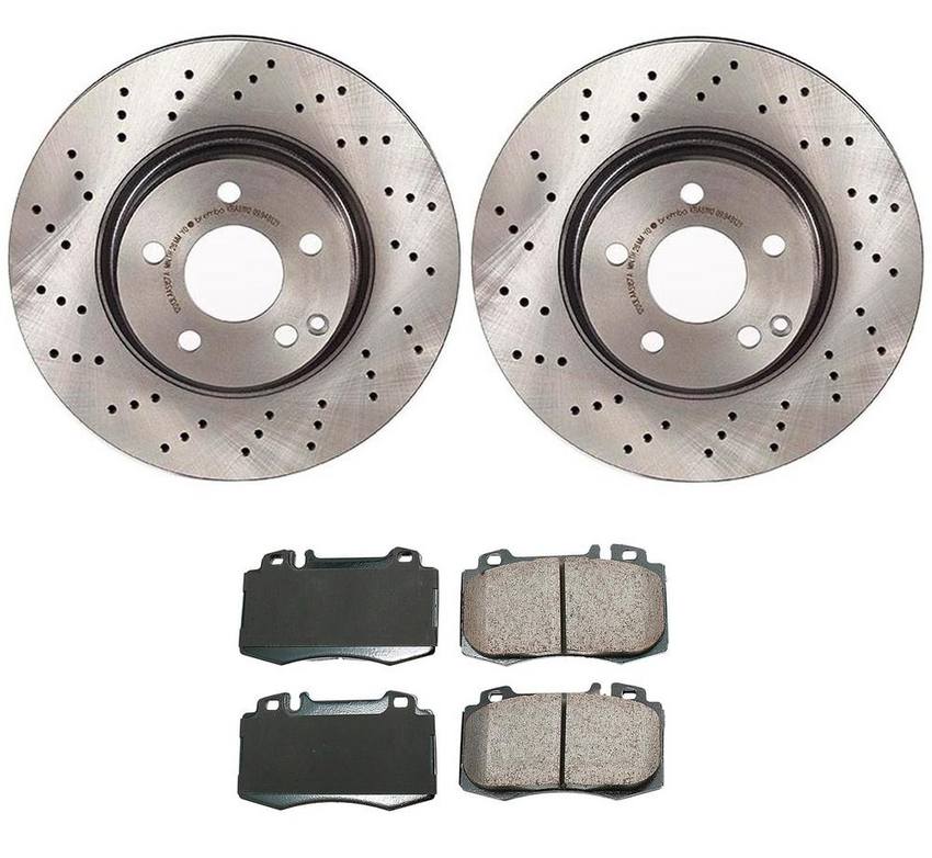 Mercedes Disc Brake Pad and Rotor Kit – Front (312mm) (Ceramic) (EURO) 230421041264 – Akebono Euro Ultra-Premium 4115181KIT