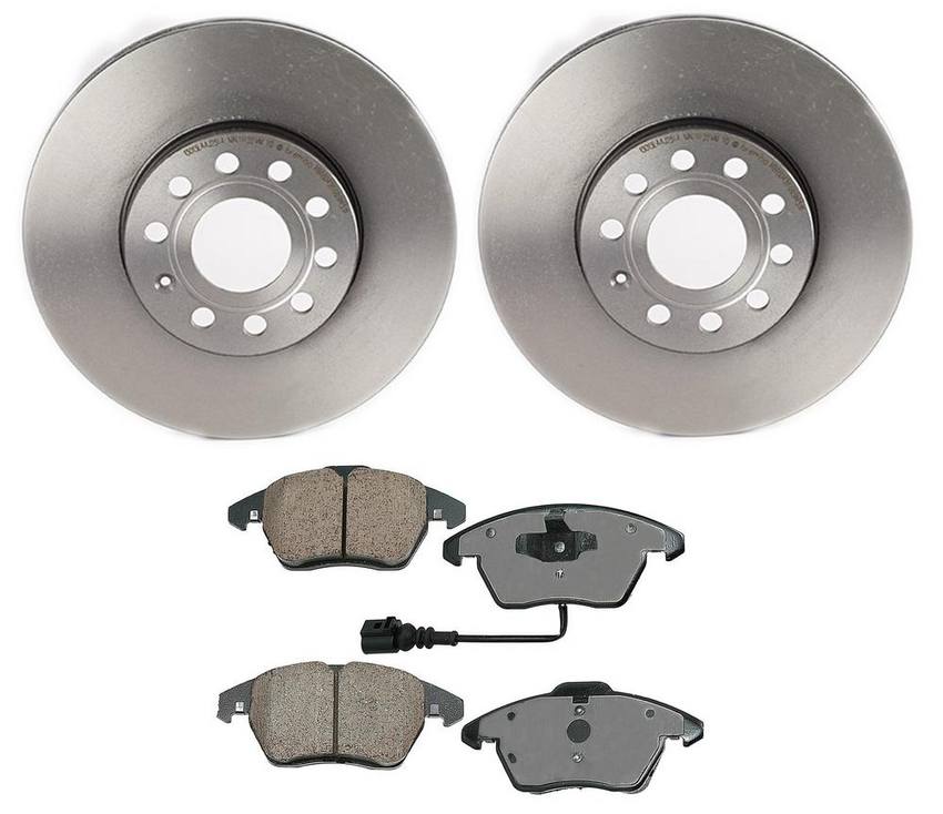 Audi VW Disc Brake Pad and Rotor Kit – Front (288mm) (Ceramic) (EURO) 8J0698151C – Akebono Euro Ultra-Premium 4115189KIT