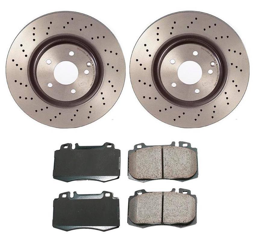 Mercedes Disc Brake Pad and Rotor Kit – Front (330mm) (Ceramic) (EURO) 163420102041 – Akebono Euro Ultra-Premium 4115201KIT