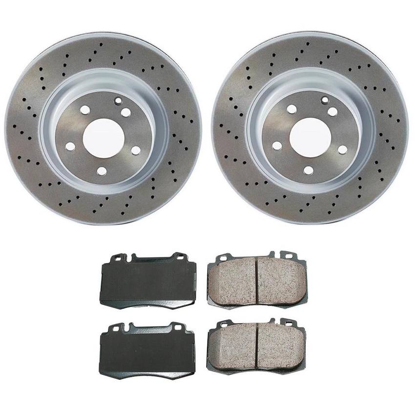 Mercedes Disc Brake Pad and Rotor Kit – Front (330mm) (Ceramic) (EURO) 220421251264 – Akebono Euro Ultra-Premium 4115202KIT