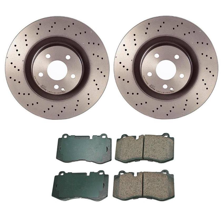 Mercedes Disc Brake Pad and Rotor Kit – Front (350mm) (Ceramic) (EURO) 221421161207 – Akebono Euro Ultra-Premium 4115214KIT