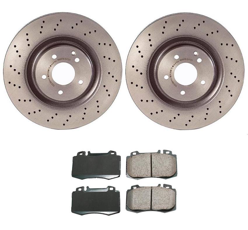 Mercedes Disc Brake Pad and Rotor Kit – Front (345mm) (Ceramic) (EURO) 163420102041 – Akebono Euro Ultra-Premium 4115218KIT