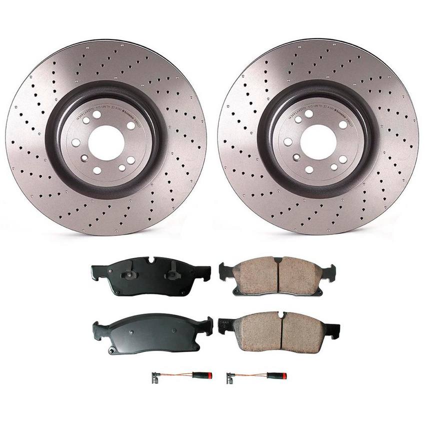 Mercedes Disc Brake Pad and Rotor Kit – Front (375mm) (Ceramic) (EURO) 1664210912 – Akebono Euro Ultra-Premium 4115226KIT