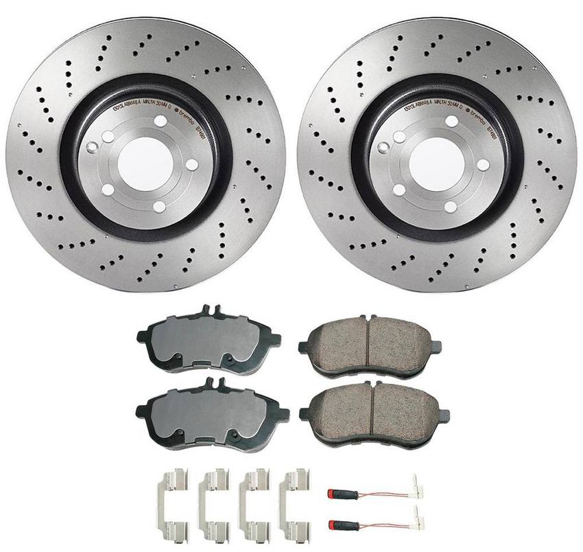 Mercedes Disc Brake Pad and Rotor Kit – Front (344mm) (Ceramic) (EURO) 000421141207 – Akebono Euro Ultra-Premium 4116487KIT