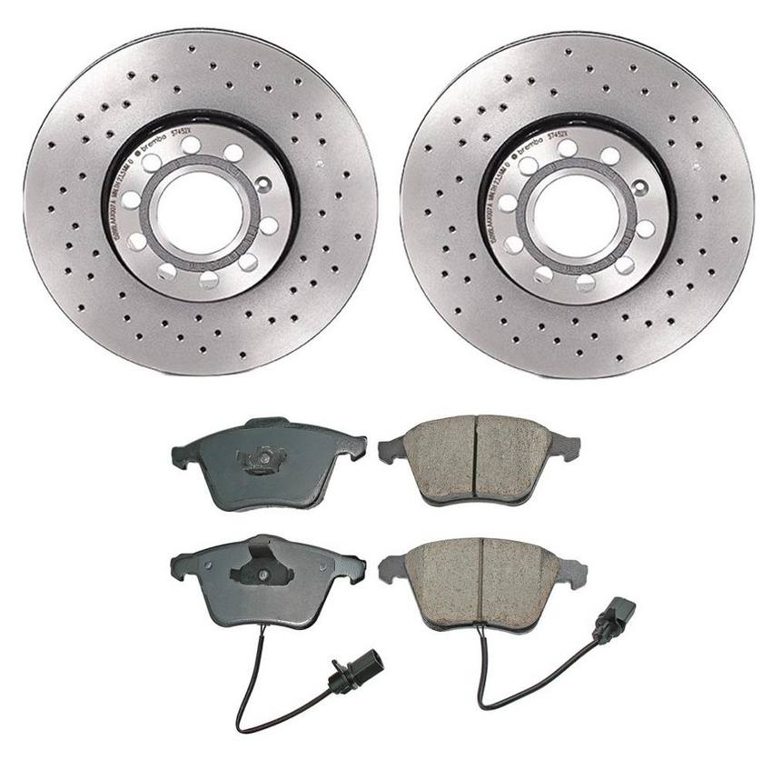 Audi Disc Brake Pad and Rotor Kit – Front (288mm) (Xtra) (Ceramic) (EURO) 8E0698151G – Akebono Euro Ultra-Premium 4116506KIT