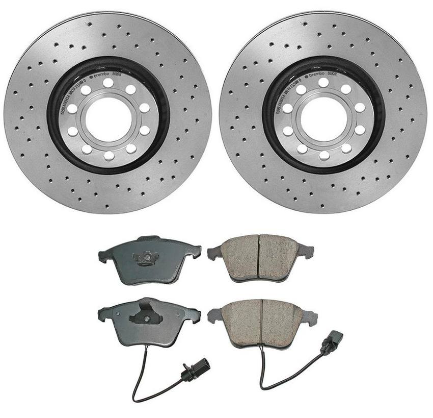 Audi Disc Brake Pad and Rotor Kit – Front (312mm) (Xtra) (Ceramic) (EURO) 8E0698151G – Akebono Euro Ultra-Premium 4116509KIT