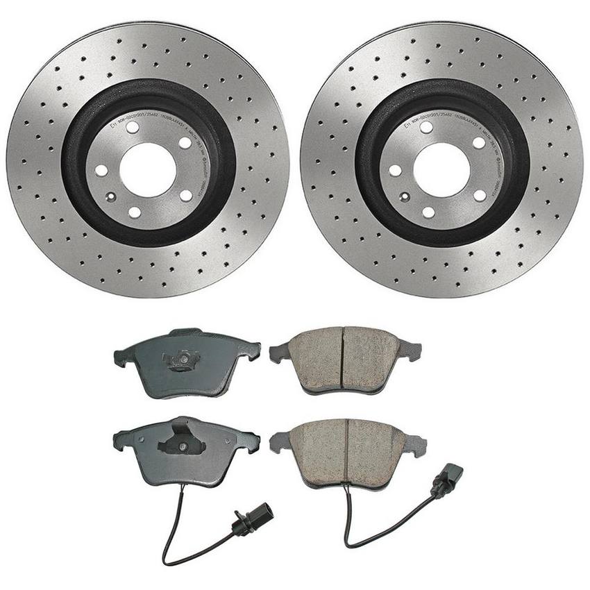 Audi Disc Brake Pad and Rotor Kit – Front (347mm) (Xtra) (Ceramic) (EURO) 8E0698151G – Akebono Euro Ultra-Premium 4116512KIT