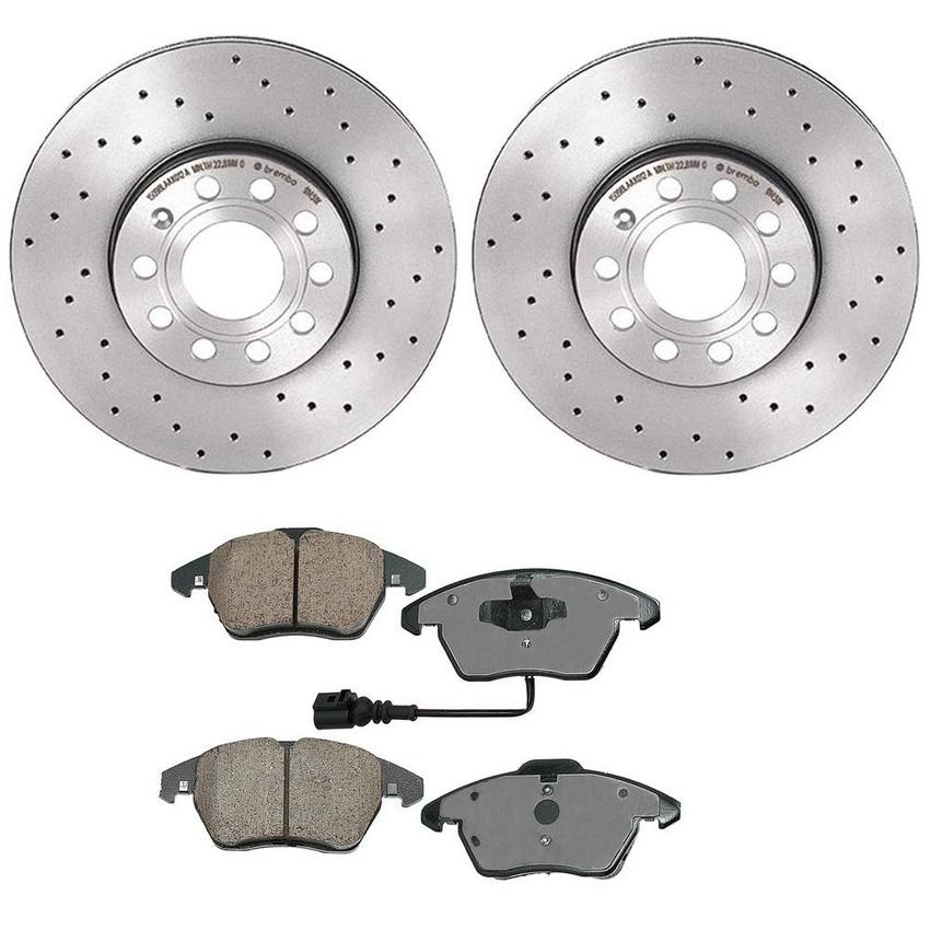 Audi VW Disc Brake Pad and Rotor Kit – Front (288mm) (Xtra) (Ceramic) (EURO) 5Q0615301H – Akebono Euro Ultra-Premium 4116516KIT