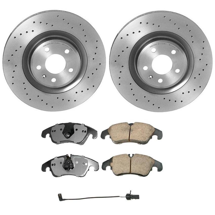 Audi Disc Brake Pad and Rotor Kit – Front (345mm) (Xtra) (Ceramic) (EURO) 8K0698151K – Akebono Euro Ultra-Premium 4116522KIT