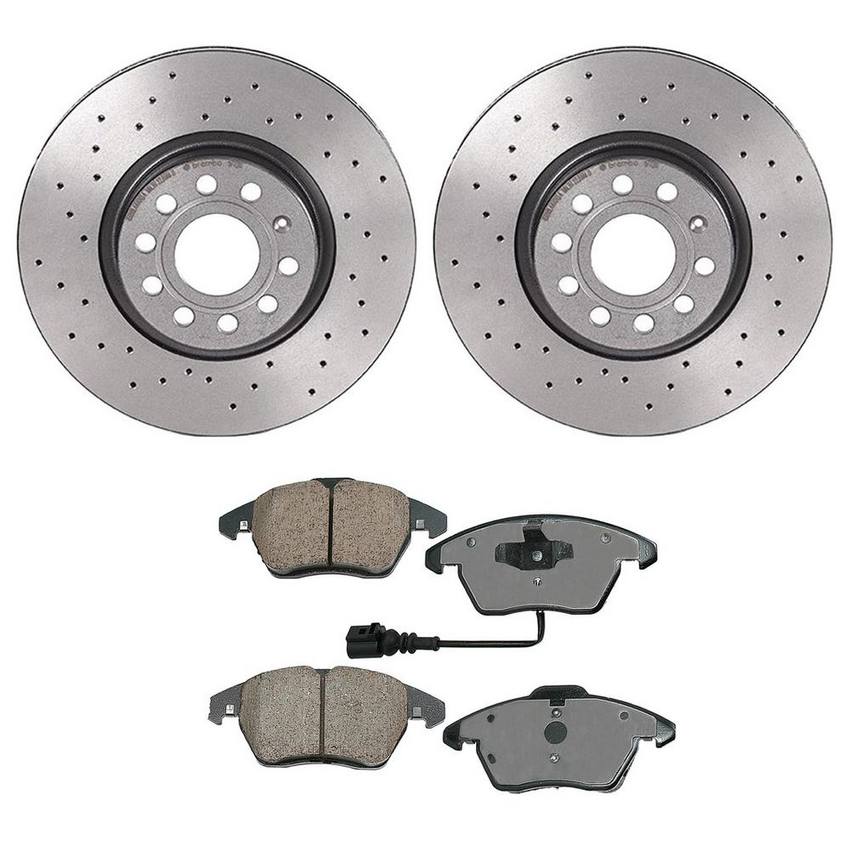 Audi VW Disc Brake Pad and Rotor Kit – Front (312mm) (Xtra) (Ceramic) (EURO) 8J0698151C – Akebono Euro Ultra-Premium 4116523KIT