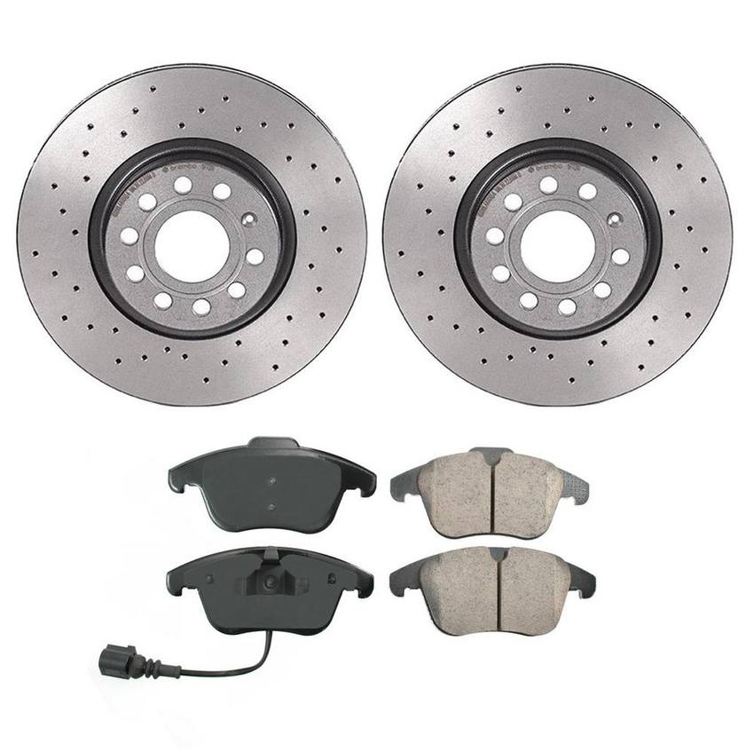 Audi VW Disc Brake Pad and Rotor Kit – Front (312mm) (Xtra) (Ceramic) (EURO) 5Q0615301F – Akebono Euro Ultra-Premium 4116584KIT