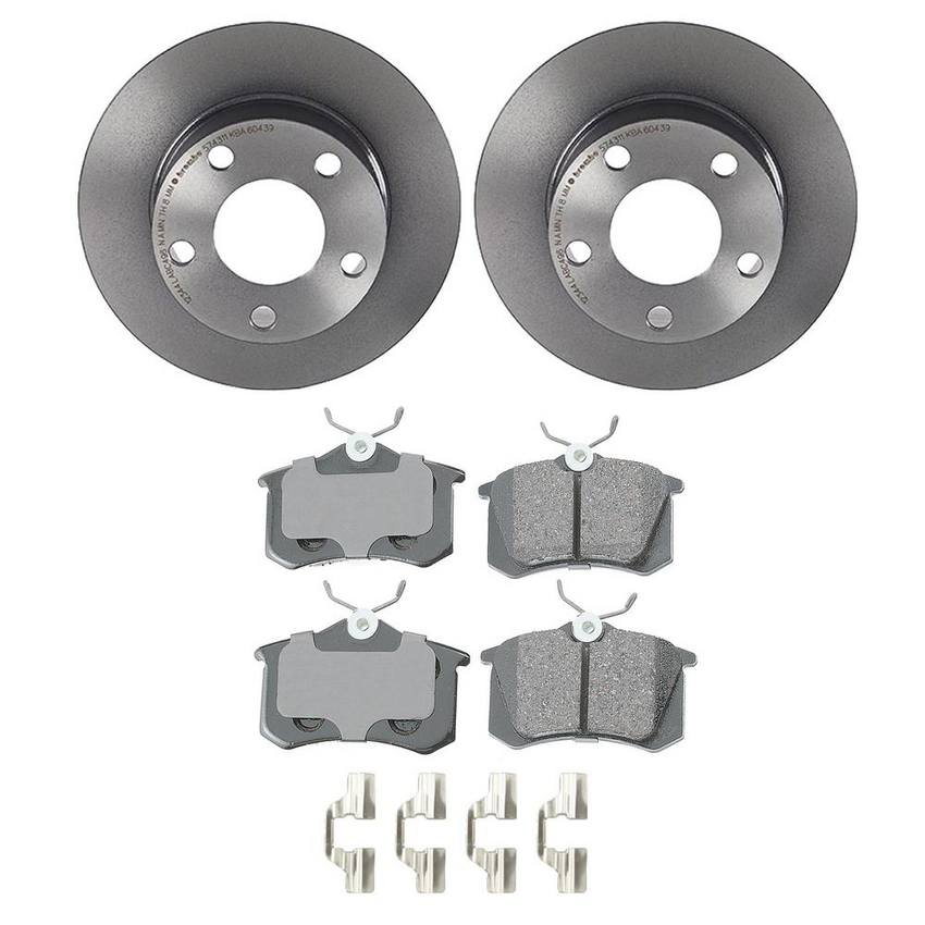 Audi VW Disc Brake Pad and Rotor Kit – Rear (245mm) (Ceramic) (EURO) 8E0698451L – Akebono Euro Ultra-Premium 4118878KIT