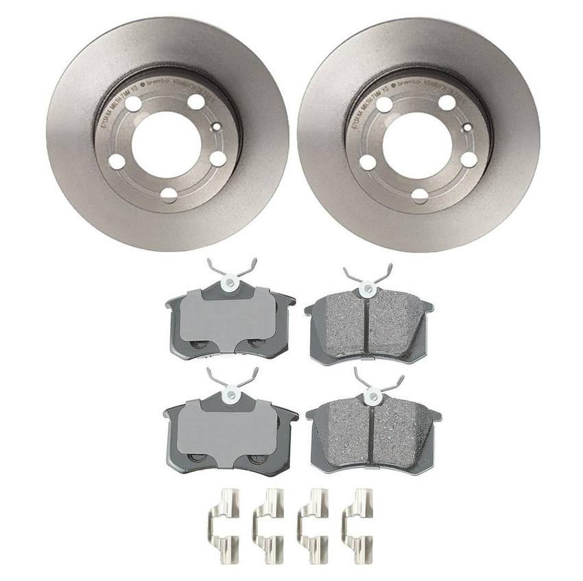 Audi VW Disc Brake Pad and Rotor Kit – Rear (232mm) (Ceramic) (EURO) 8E0698451L – Akebono Euro Ultra-Premium 4118887KIT