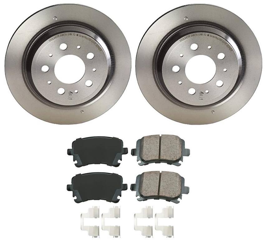 Audi VW Disc Brake Pad and Rotor Kit – Rear (260mm) (Ceramic) (EURO) 8E0698451J – Akebono Euro Ultra-Premium 4118896KIT