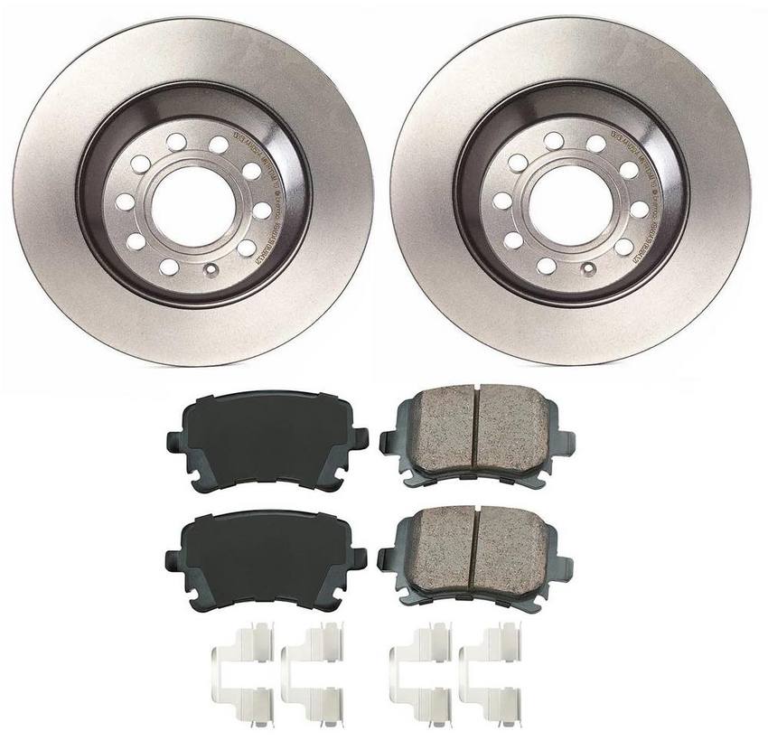 Audi Disc Brake Pad and Rotor Kit – Rear (302mm) (Ceramic) (EURO) 8E0698451J – Akebono Euro Ultra-Premium 4118901KIT