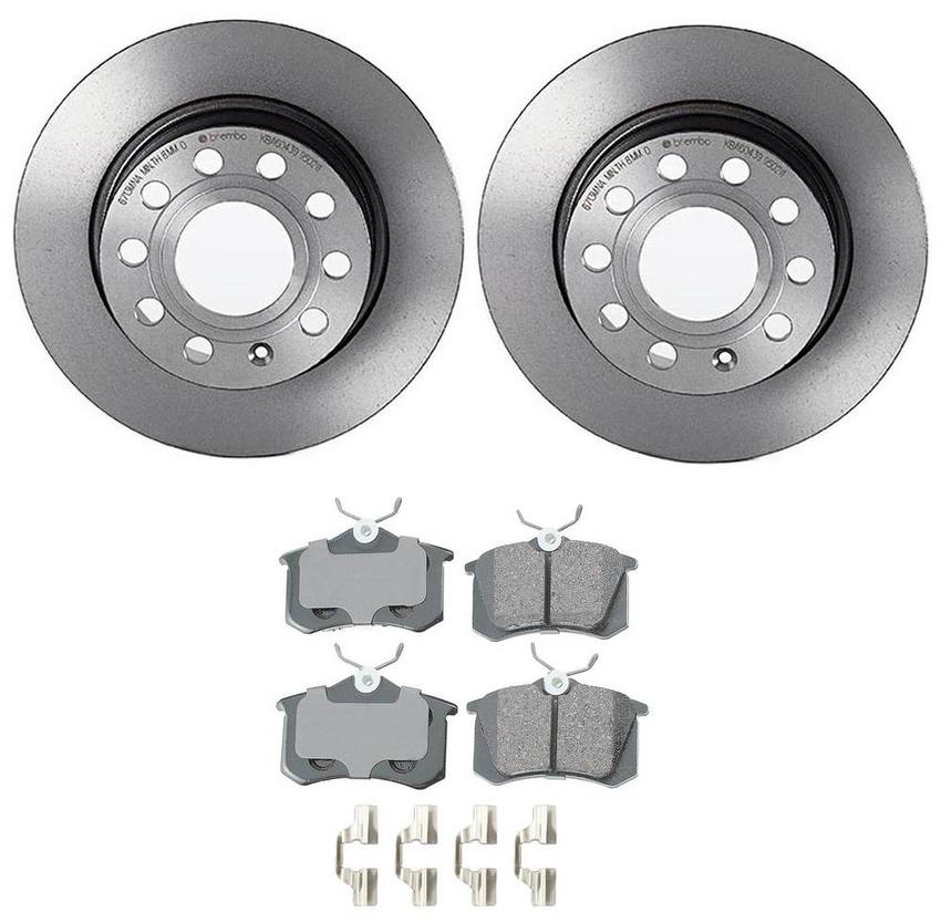 Audi VW Disc Brake Pad and Rotor Kit – Rear (255mm) (Ceramic) (EURO) 8E0698451L – Akebono Euro Ultra-Premium 4118902KIT