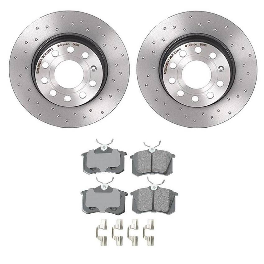 VW Disc Brake Pad and Rotor Kit – Rear (272mm) (Xtra) (Ceramic) (EURO) 8E0698451L – Akebono Euro Ultra-Premium 4119642KIT