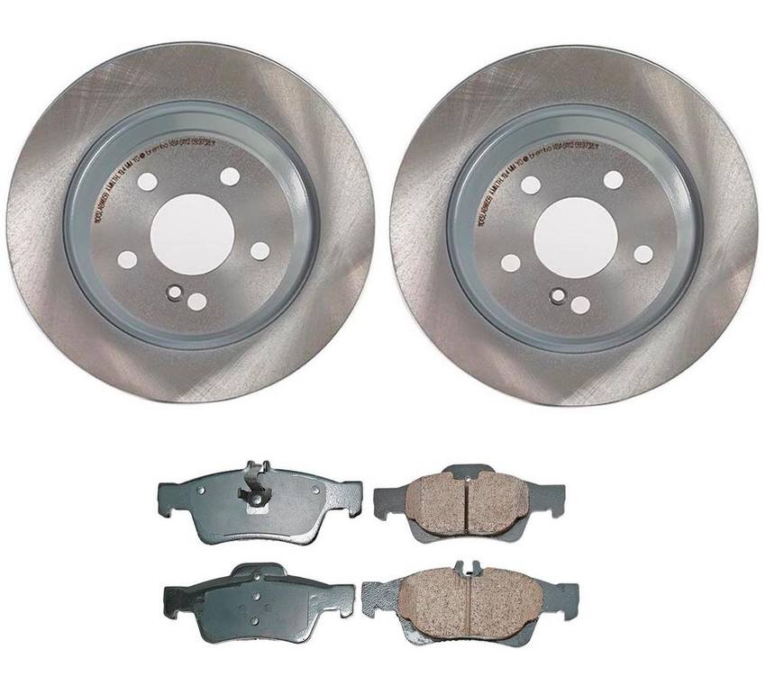 Mercedes Disc Brake Pad and Rotor Kit – Rear (300mm) (Ceramic) (EURO) 220423021264 – Akebono Euro Ultra-Premium 4119863KIT