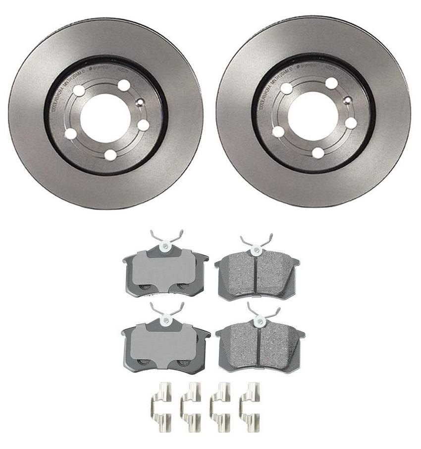 Audi VW Disc Brake Pad and Rotor Kit – Rear (256mm) (Ceramic) (EURO) 8N0615601B – Akebono Euro Ultra-Premium 4119874KIT