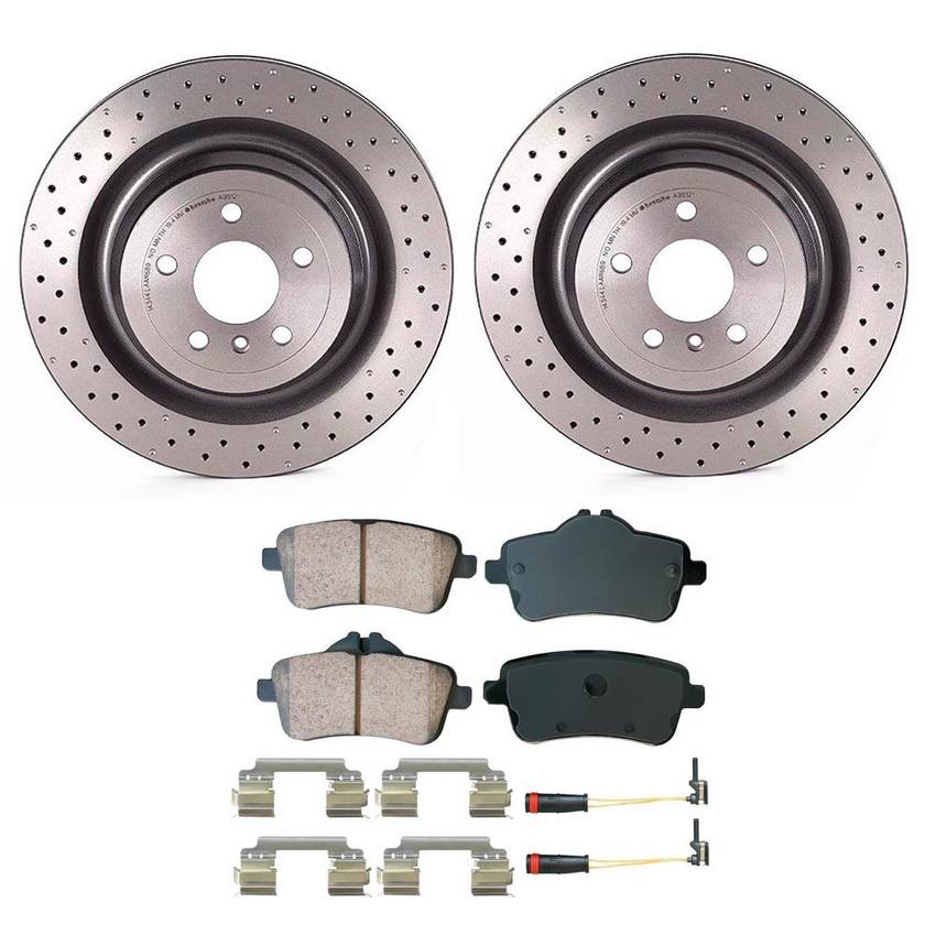 Mercedes Disc Brake Pad and Rotor Kit – Rear (345mm) (Ceramic) (EURO) 1664230312 – Akebono Euro Ultra-Premium 4119899KIT