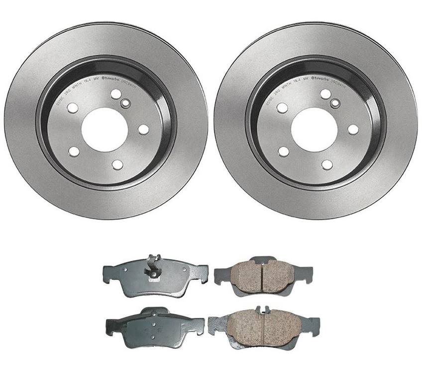 Mercedes Disc Brake Pad and Rotor Kit – Rear (300mm) (Ceramic) (EURO) 221423121207 – Akebono Euro Ultra-Premium 4121264KIT