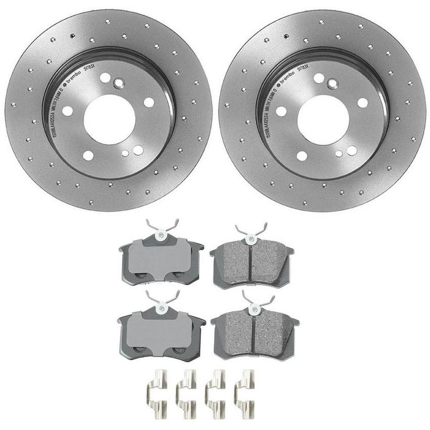 Audi VW Disc Brake Pad and Rotor Kit – Rear (232mm) (Xtra) (Ceramic) (EURO) 8E0698451L – Akebono Euro Ultra-Premium 4122310KIT