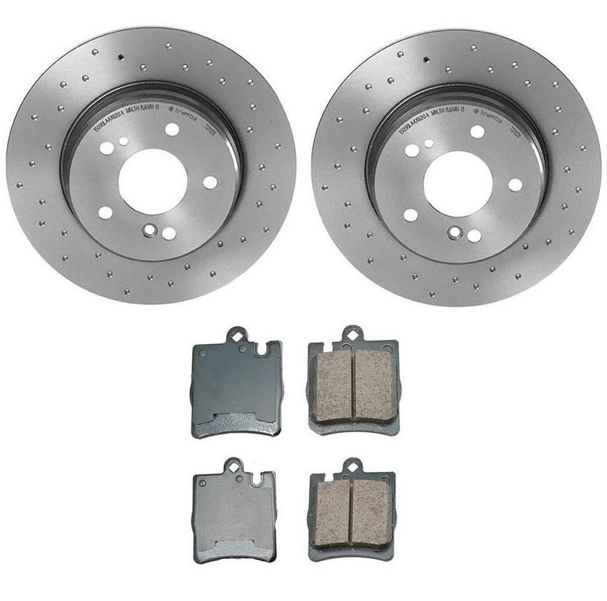 Mercedes Disc Brake Pad and Rotor Kit – Rear (290mm) (Xtra) (Ceramic) (EURO) 210423101264 – Akebono Euro Ultra-Premium 4122312KIT