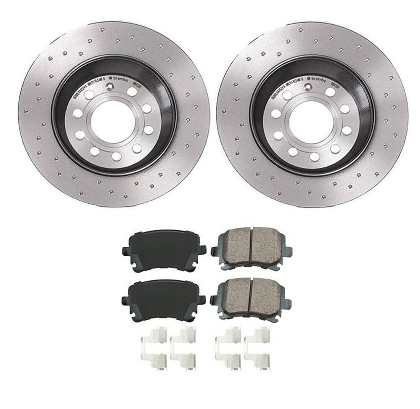 Audi Disc Brake Pad and Rotor Kit – Rear (302mm) (Xtra) (Ceramic) (EURO) 8E0698451J – Akebono Euro Ultra-Premium 4122315KIT