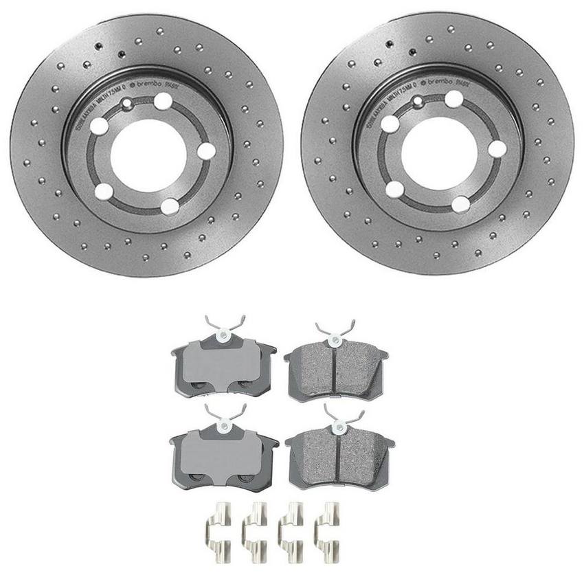 Audi Disc Brake Pad and Rotor Kit – Rear (239mm) (Xtra) (Ceramic) (EURO) 8E0698451L – Akebono Euro Ultra-Premium 4122323KIT