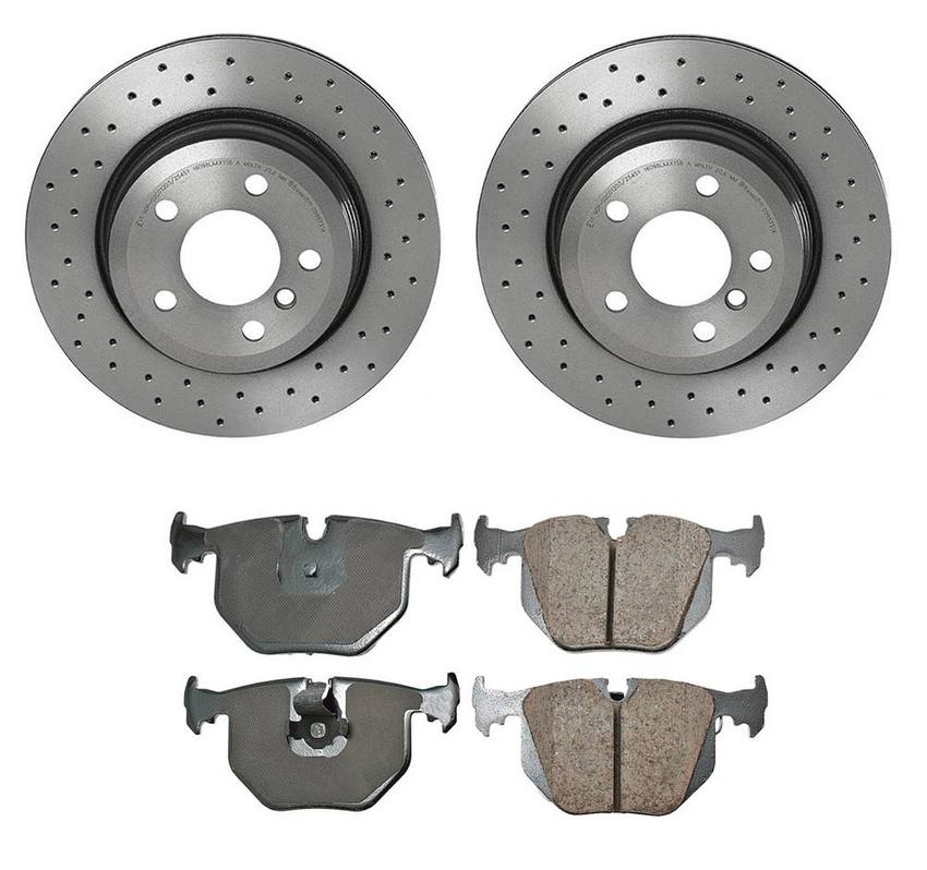 BMW Disc Brake Pad and Rotor Kit – Rear (320mm) (Xtra) (Ceramic) (EURO) 34216761250 – Akebono Euro Ultra-Premium 4122328KIT