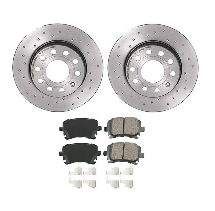 Audi VW Disc Brake Pad and Rotor Kit – Rear (260mm) (Xtra) (Ceramic) (EURO) 8E0698451J – Akebono Euro Ultra-Premium 4122330KIT