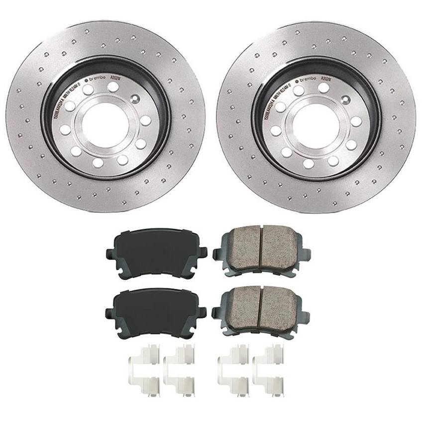 Audi VW Disc Brake Pad and Rotor Kit – Rear (282mm) (Xtra) (Ceramic) (EURO) 8E0698451J – Akebono Euro Ultra-Premium 4122331KIT