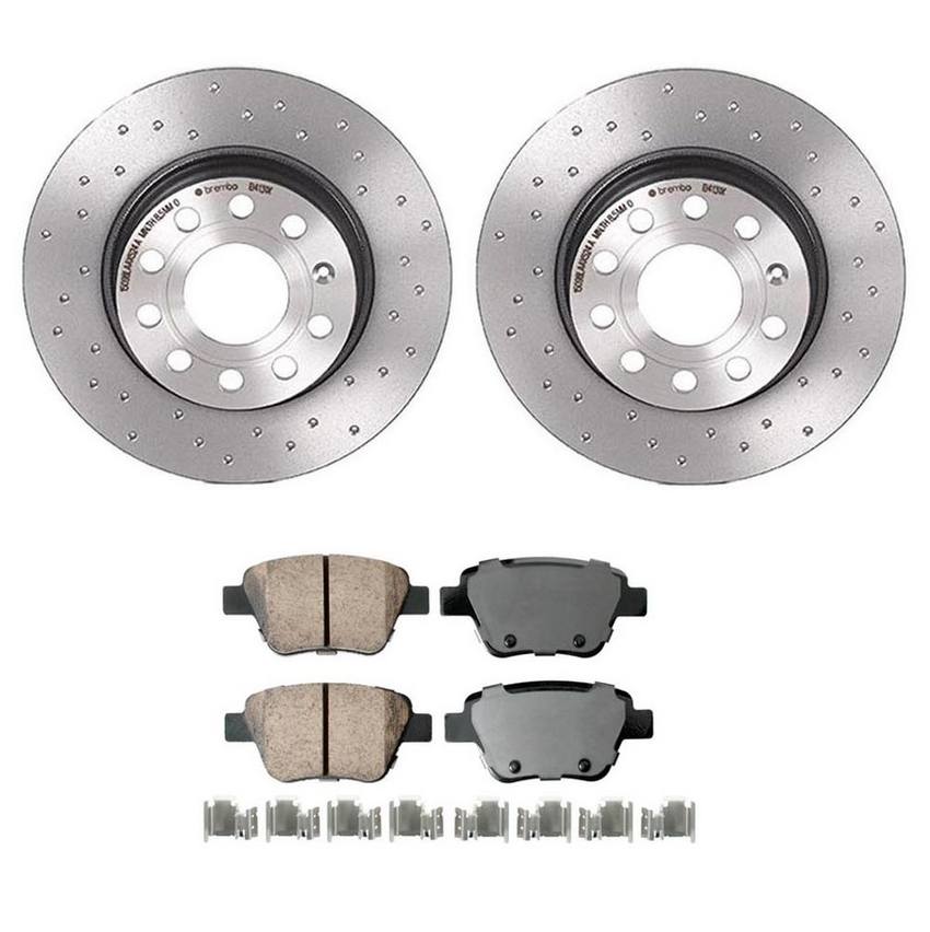 Audi VW Disc Brake Pad and Rotor Kit – Rear (272mm) (Xtra) (Ceramic) (EURO) 5Q0615601D – Akebono Euro Ultra-Premium 4122335KIT