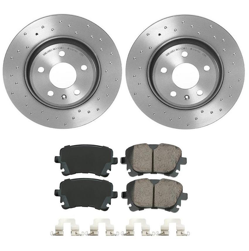 Audi Disc Brake Pad and Rotor Kit – Rear (300mm) (Xtra) (Ceramic) (EURO) 8K0698451G – Akebono Euro Ultra-Premium 4122338KIT