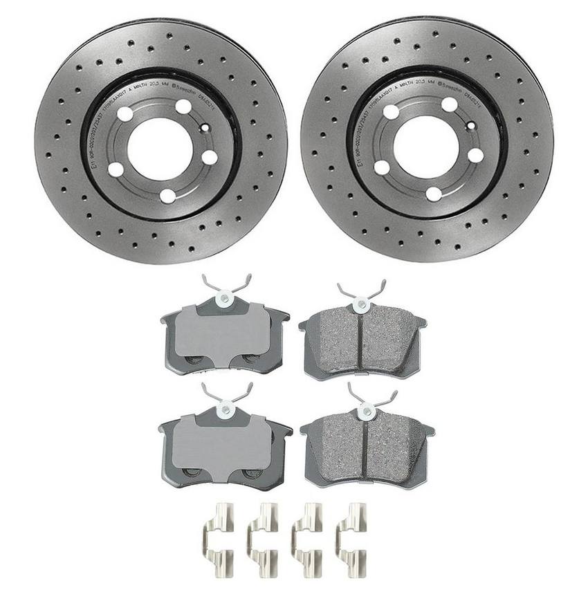 Audi VW Disc Brake Pad and Rotor Kit – Rear (256mm) (Xtra) (Ceramic) (EURO) 8N0615601B – Akebono Euro Ultra-Premium 4122340KIT