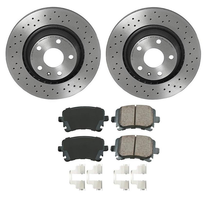 Audi Disc Brake Pad and Rotor Kit – Rear (310mm) (Xtra) (Ceramic) (EURO) 8J0615601A – Akebono Euro Ultra-Premium 4122341KIT